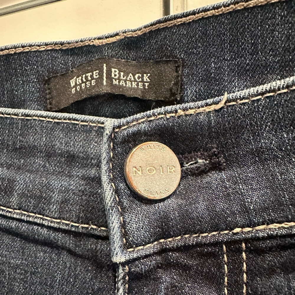 White House Black Market Noir Indigo Slim Cropped Cotton Blend Jeans Women’s 12 - Picture 4 of 12